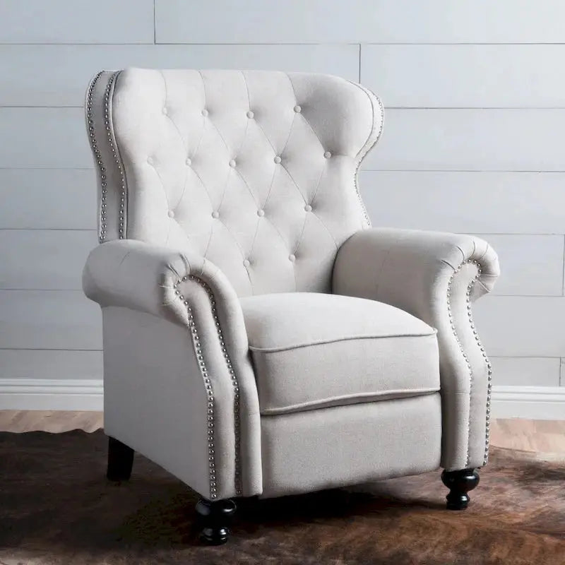Walder Tufted Nailhead-Finish Fabric Recliner by Christopher Knight Home