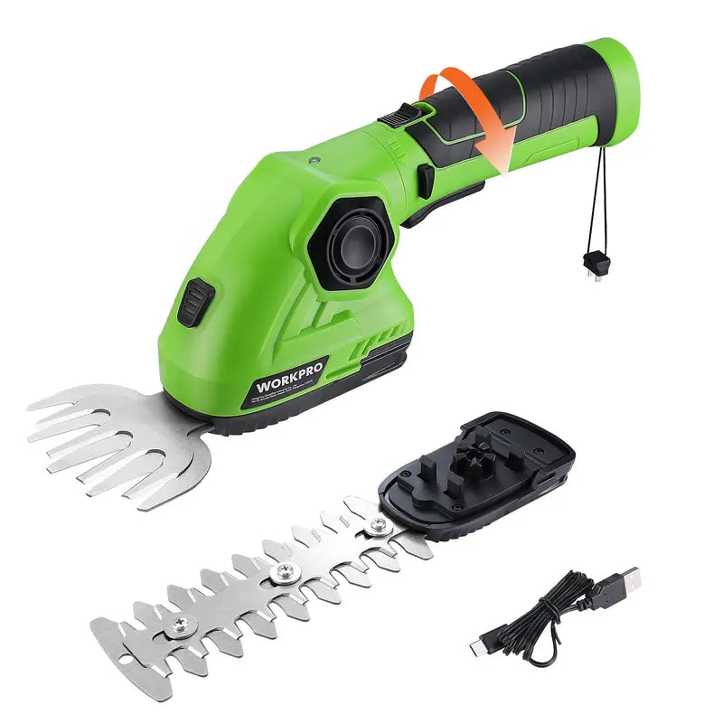 WORKPRO 7.2V Dual-Function Cordless Trimmer – Handheld Hedge Shear and Grass Trimmer in One