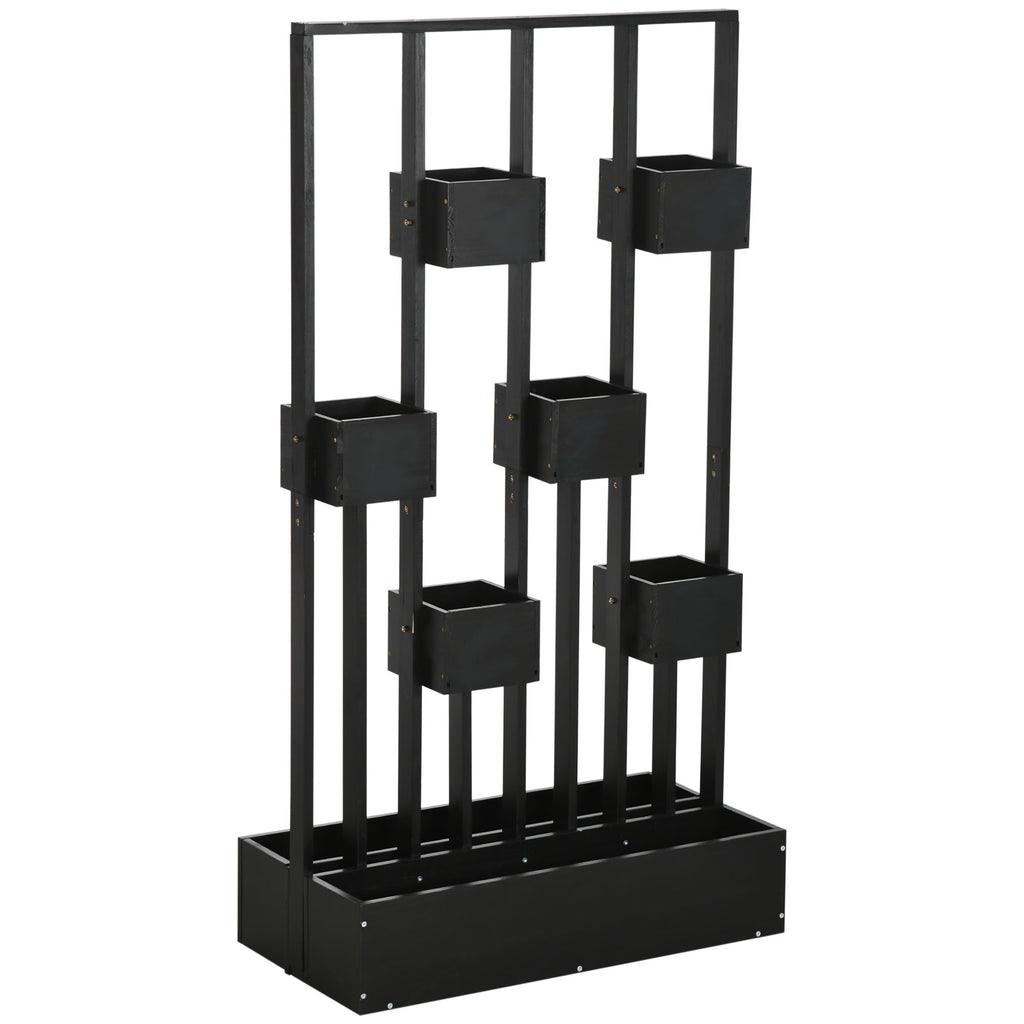 Outsunny Pflanzkasten-Kombination, modulares Design, Standrahmen, Naturholz, schwarz, 90 x 45 x 170 cm