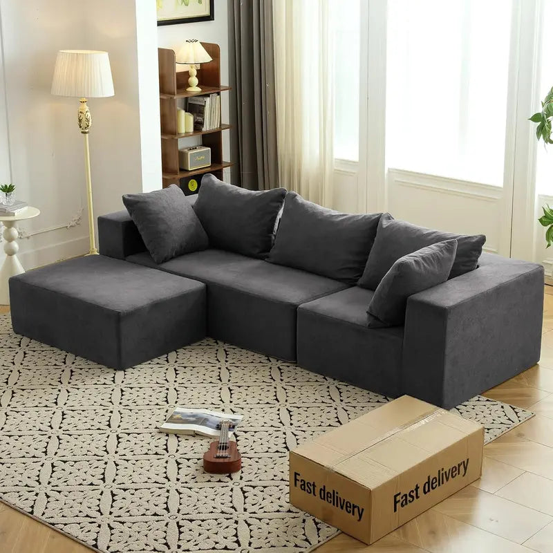 Vamcheer Modular Boneless L-Shaped Sectional — Modern Upholstered Cloud-Like Seating