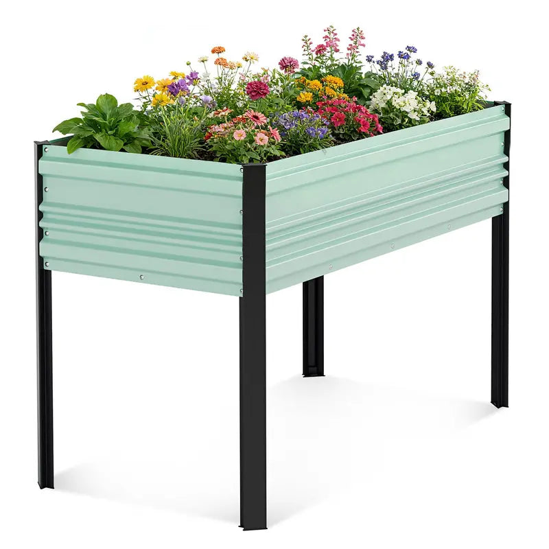 WORKPRO Galvanized Raised Garden Bed – 47.2″ x 23.6″ x 31.5″, 600-LB Elevated Planter with Legs