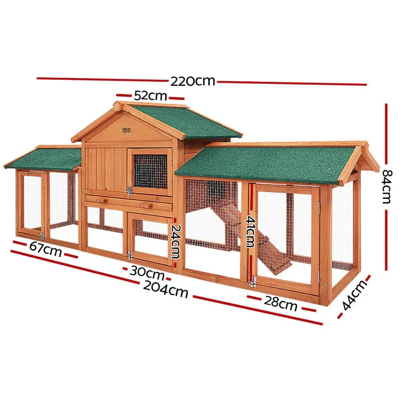 Large Eco-Friendly Wooden Pet Hutch – Waterproof i.Pet Outdoor Animal Housing