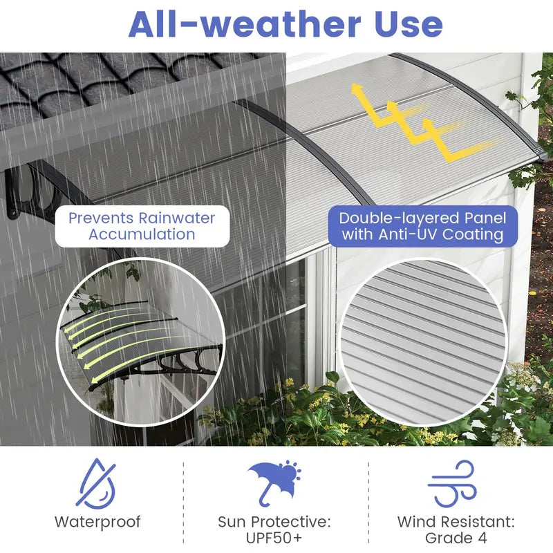 Weather-Resistant Door and Window Awning – UV, Rain, and Snow Protection for Residential Use