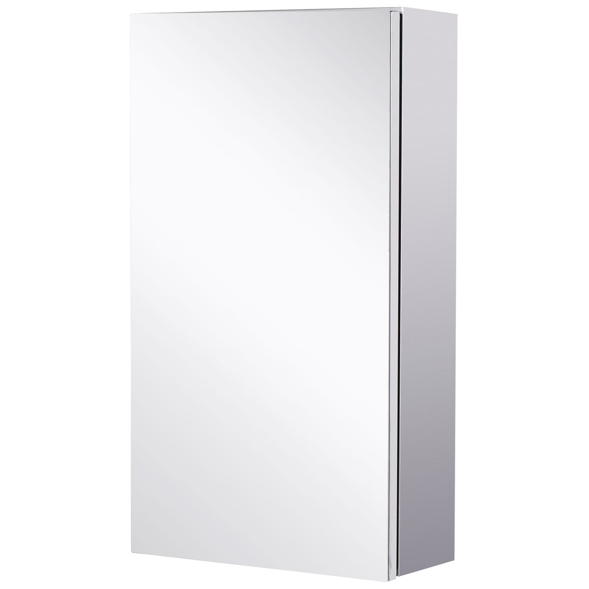 HOMCOM Badezimmerspiegelschrank aus Edelstahl mit Tür und 2 Regalen, 55x14x30cm