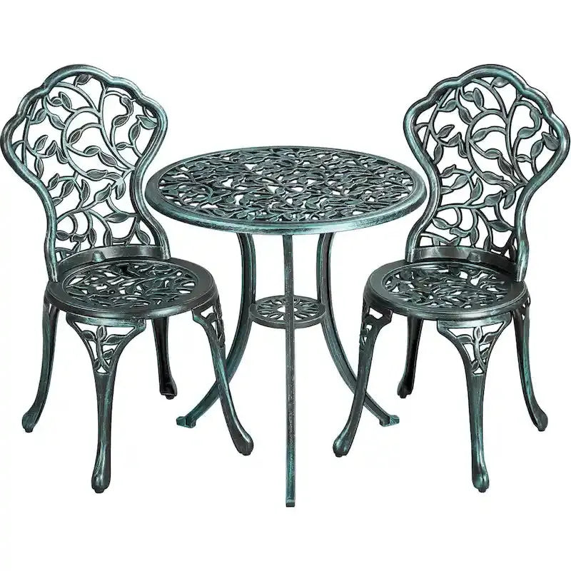 Yaheetech 3-Piece Aluminum Bistro Set – Antique-Finish Patio Chairs + Table