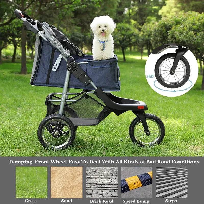 VIAGDO Heavy-Duty Pet Stroller for Small to Medium Dogs and Cats