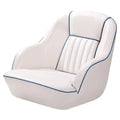 White & Blue Pontoon Boat Captain's Seat – Fold-Back Backrest, Cabin-Ready