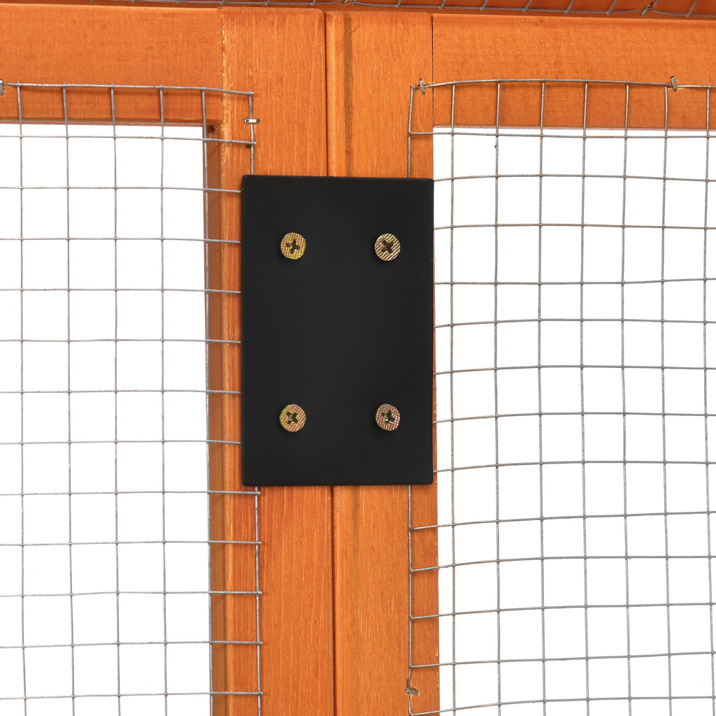 PawHut Hühnergehege aus Holz, Käfig für Hühner, Metallgehege 140 x 88,5 x 106 cm Orange