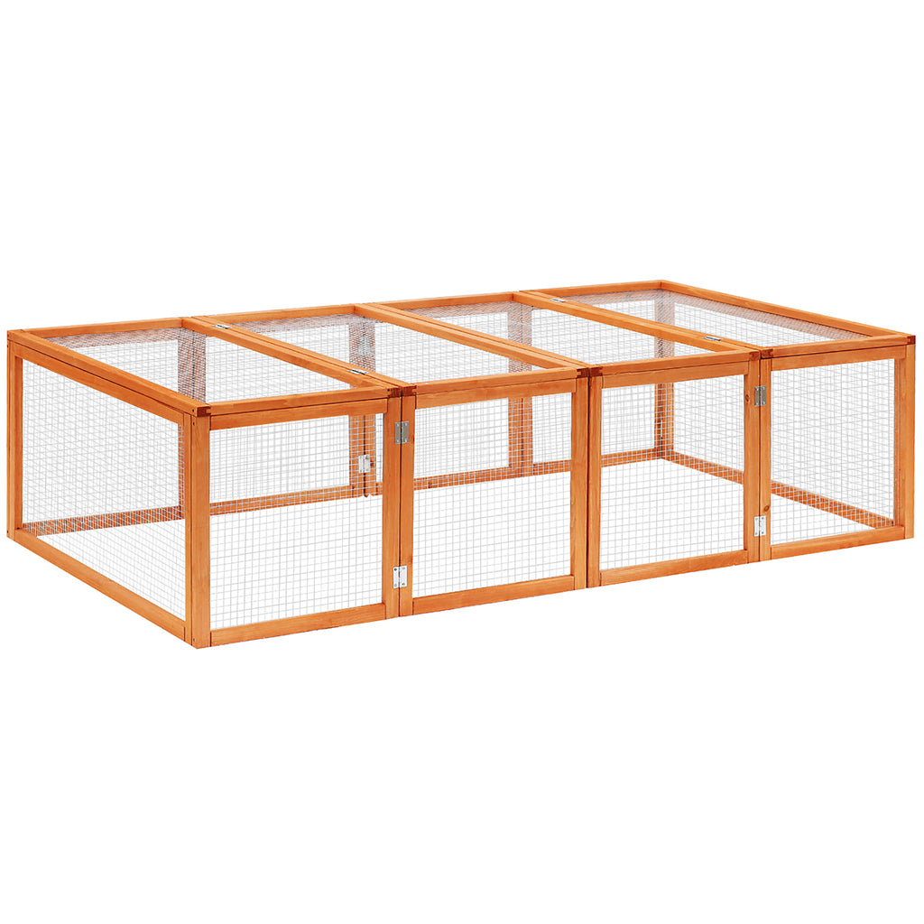 PawHut Kleintierstall Kleintiergehege, Freigehege Kleintierkäfig mit Tür, Meerschweinchenstall,  Freilaufgehege, Kleintierhaus aus Tannenholz, Natur 181 x 100 x 48 cm