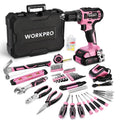WORKPRO 20V Pink Cordless Drill Driver + 141-Piece Home Tool Kit – Pink Ribbon Bundle