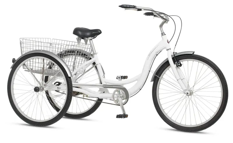 Schwinn Meridian Adult Tricycle – 26-Inch Beach Cruiser, Low-Step Frame, Wide Comfort Saddle, Foldable Basket