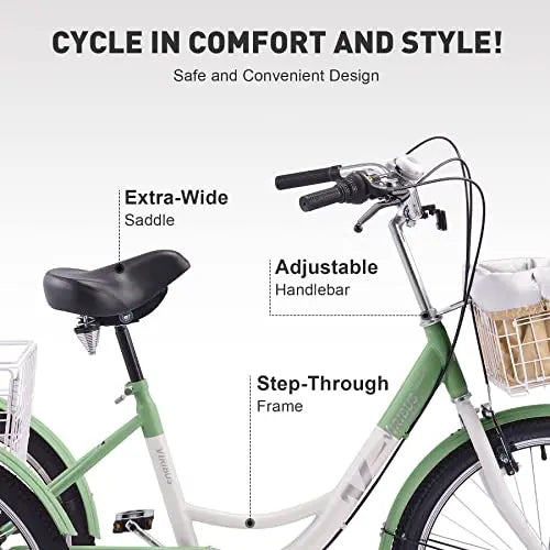 Viribus 7-Speed Adult Tricycle – 24-Inch Wheels, Front Basket, and Comfortable Upright Design
