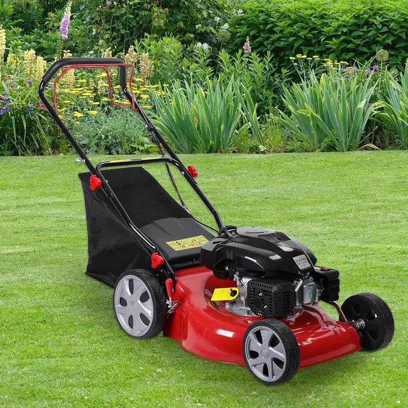 Self-Propelled Gas Lawn Mower – 20-Inch Deck, 141cc 4-Stroke Engine, 50L Grass Bag & Rear-Wheel Drive
