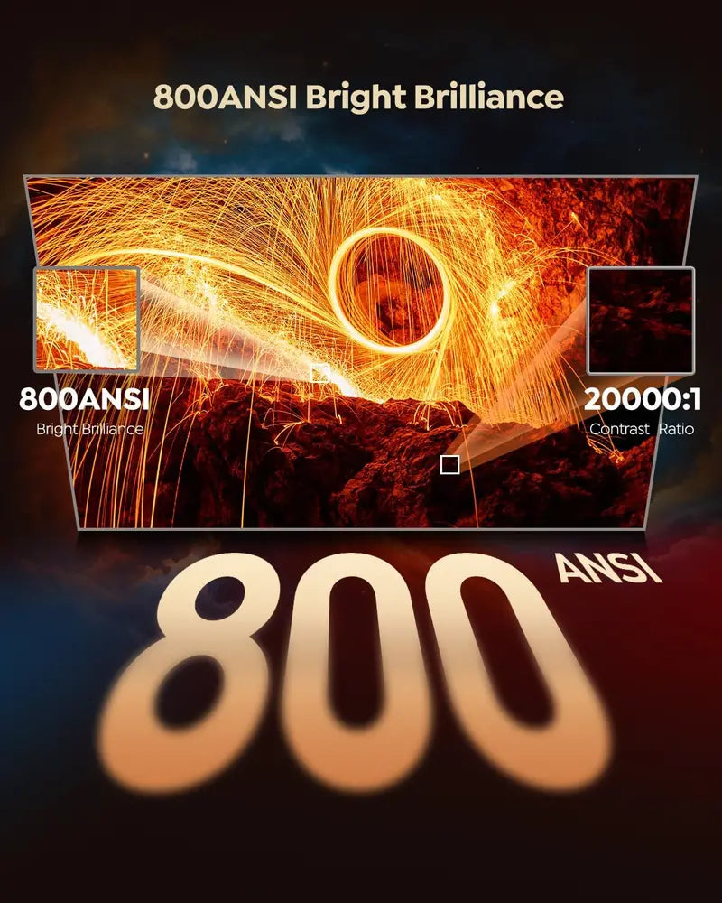 Smart Outdoor 4K Projector with Pre-Installed Apps, Wi-Fi, and Bluetooth Connectivity