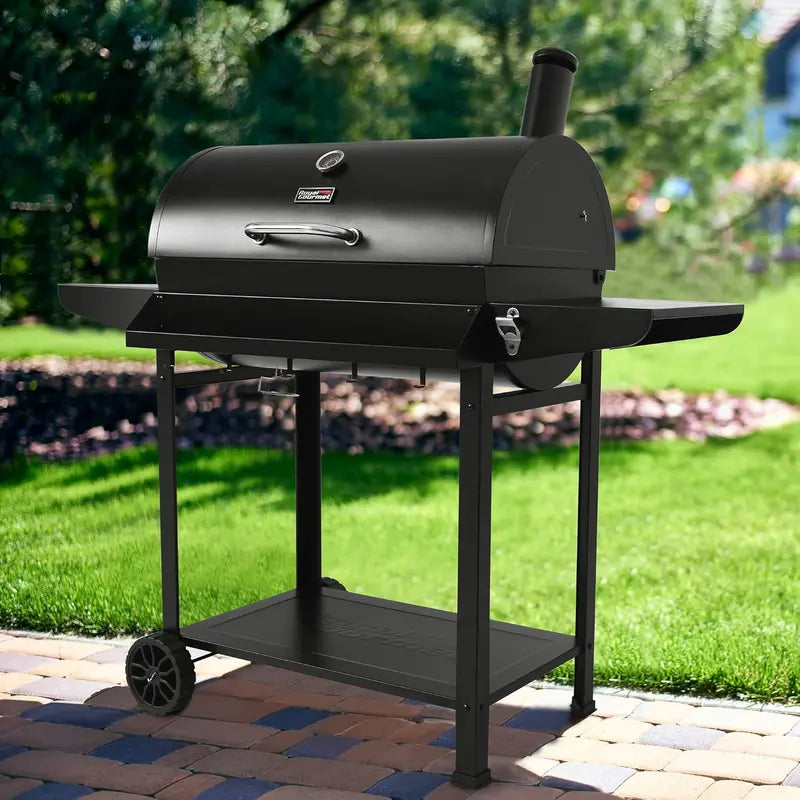 Royal Gourmet CC1830T 30-Inch Barrel Charcoal Grill with Warming Rack & Front Storage Basket – 627 Sq. In. Black BBQ for Outdoor Parties