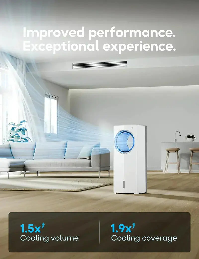 Windowless Evaporative Air Cooler – 26.3-Inch Portable Room Cooler for No-Window Spaces