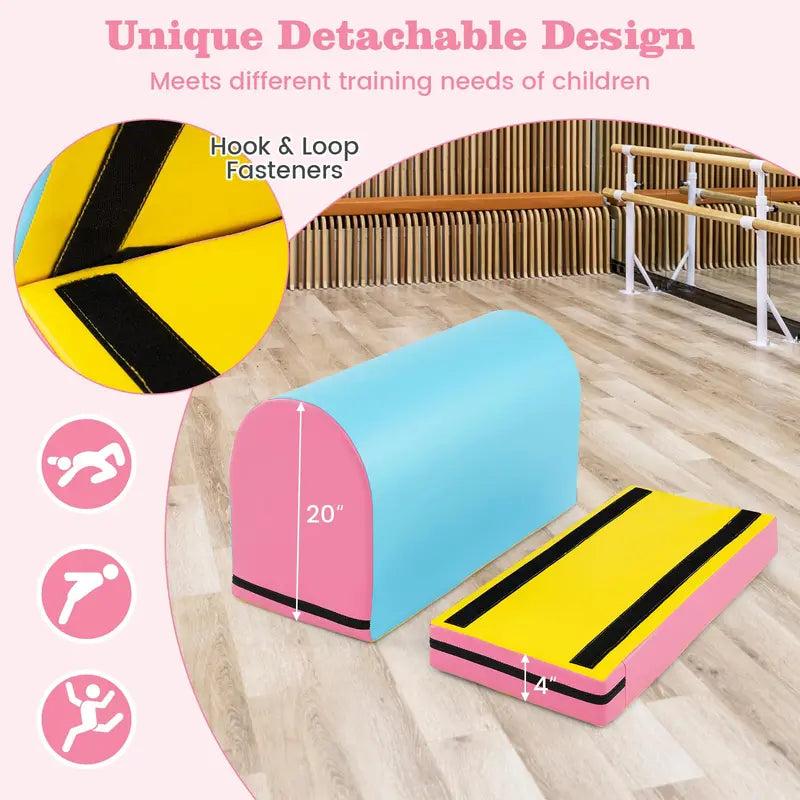 Mailbox-Style Tumbling Mat – Gymnastics Vaulting Box with Detachable Foam Mat & Carry Handle
