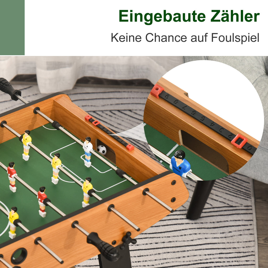 HOMCOM Tischfußball Tischkicker Kickertisch Spielzeug Spieler-Party Fußball Geschenk für 14+ Jungen Zusammenklappabar innen mit je 11 Spielern pro Seite MDF Schwarz+Natur 98 x 42 x 62,5 cm