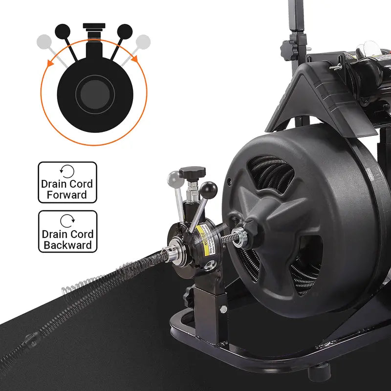 XtremepowerUS 100-Foot Electric Drain Snake with Attachments – Commercial-Grade Sewer Cleaner
