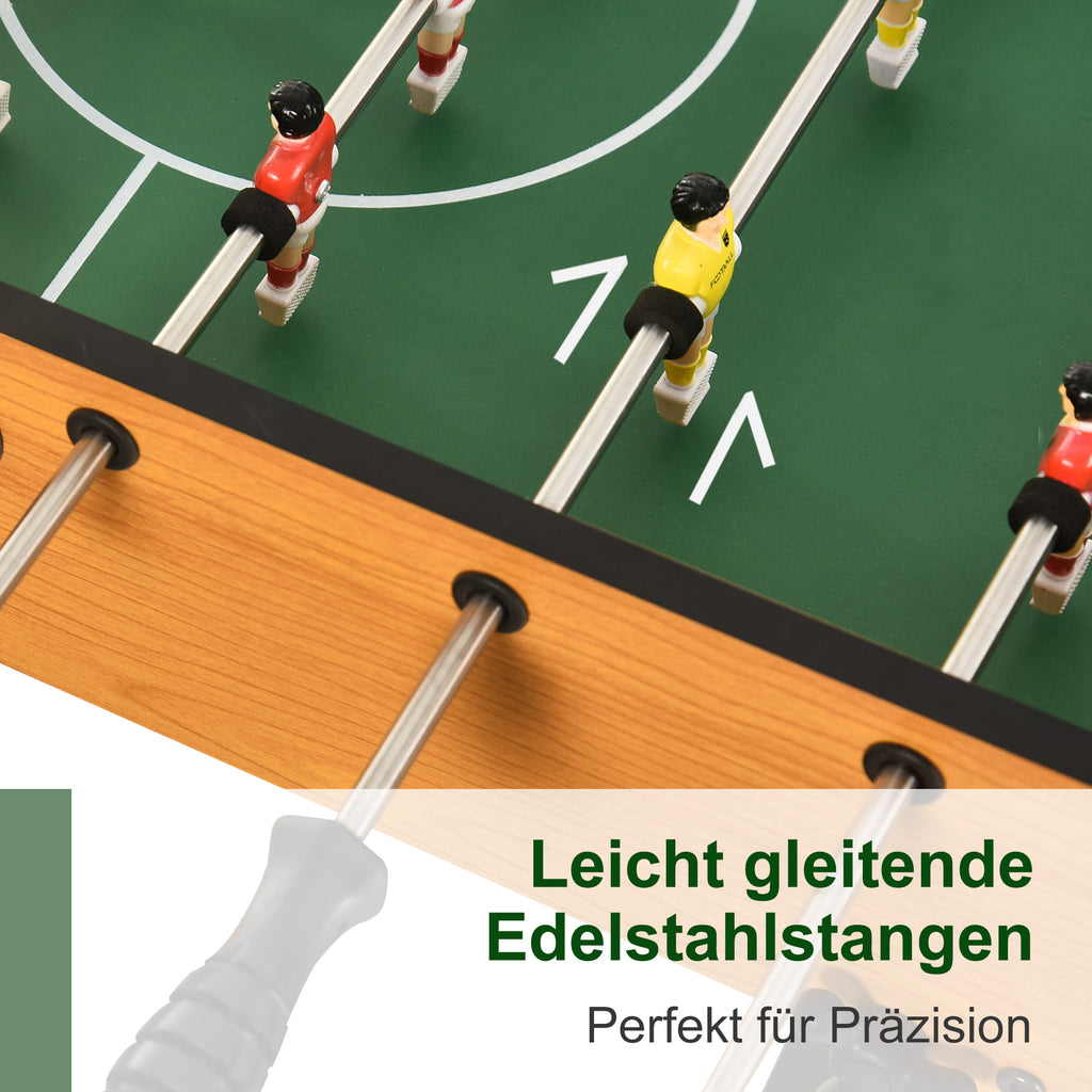 HOMCOM Tischfußball Tischkicker Kickertisch Spielzeug Spieler-Party Fußball Geschenk für 14+ Jungen Zusammenklappabar innen mit je 11 Spielern pro Seite MDF Schwarz+Natur 98 x 42 x 62,5 cm